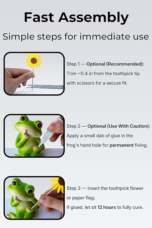 Frog Figurine, Whimsical Hand-Painted Resin Frog Statue with Flower and Flag, Shelf Decor for Living Room Desk Office, Charming Funny Frog Garden Decor, Frog Birthday Gift for Women