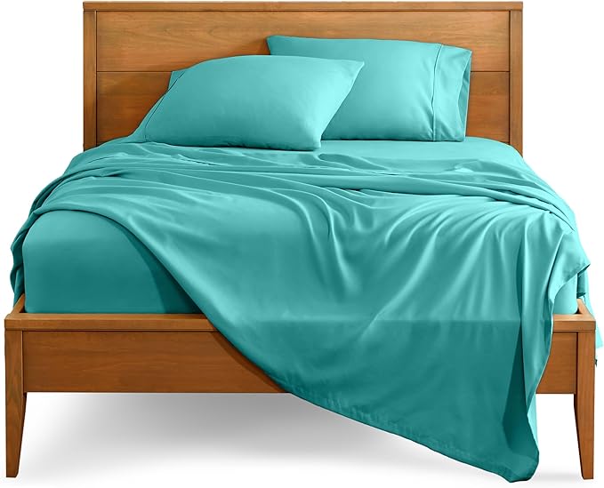 Bare Home Split King Sheet Set - 1800 Ultra-Soft Microfiber Bed Sheets - Double Brushed - Deep Pockets - Easy Fit - 5 Piece Set - Bed Sheets & Pillowcases (Split King, Turquoise)