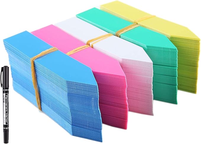 1000 Pcs 4 Inch Plastic Garden Plant Tags Nursery Garden Labels Markers Plant Stakes Waterproof Pot Labels, 5 Colors