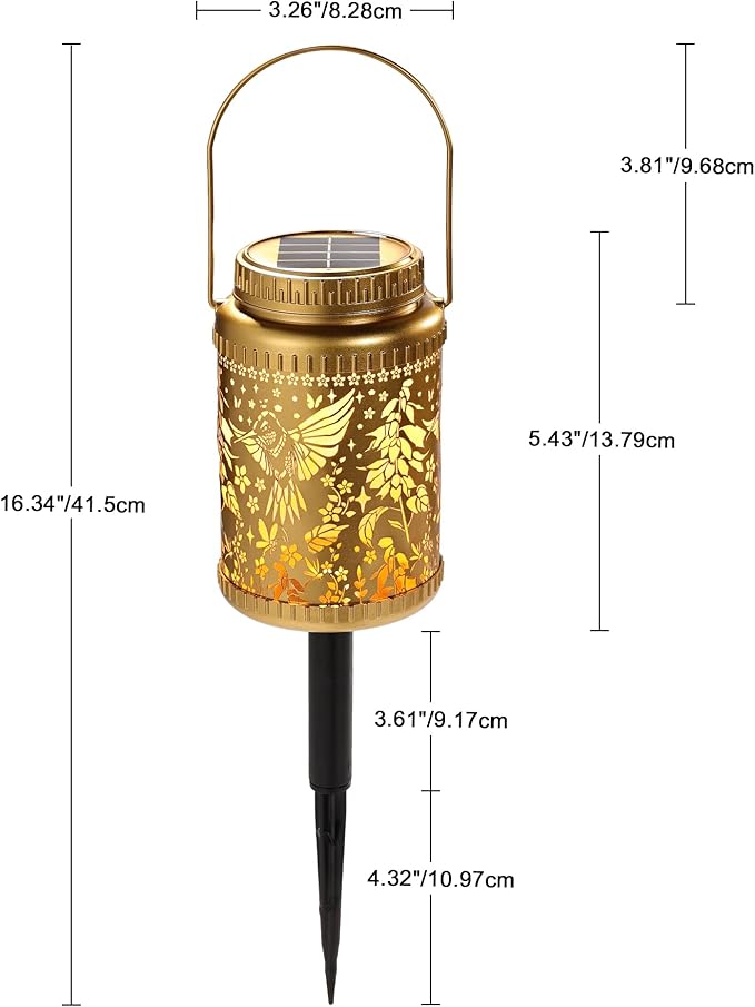 Cooo 4 Pack Solar Pathway Lights & Solar Lanterns Outdoor Waterproof Landscape Path Lights Christmas Lights Gifts for Women Mom Grandma for Garden Yard Patio Backyard Porch Decor- Gold Hummingbird