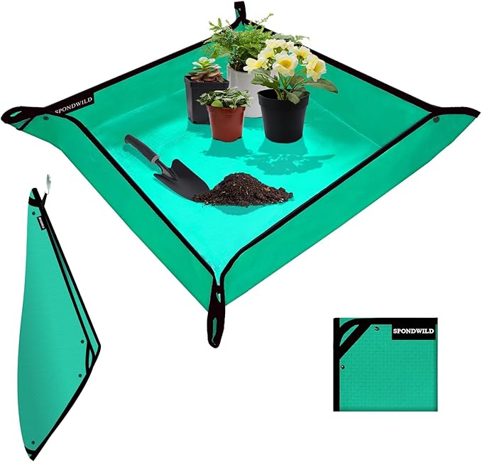 (BFCM Deal) SPONDWILD Repotting Mat for Indoor Plants - 19.7"x19.7" PE Plant Repotting Mat, Succulent Potting Mat and Portable Gardening Mat, Mess Control Plant Mat, Plant Gifts for Women and Men
