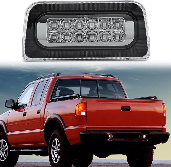 Nilight Third Brake Light Tail High Mount 3rd Stop Lights Smoked Lens Compatible with Chevy S10 and GMC Sonoma 1994-2003 Isuzu Hombre 1996-2000 Truck Rear Center Cab Lamp