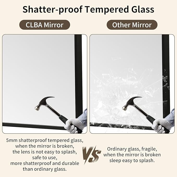 Matte Black Mirror, 40x30 Inch Aluminum Framed Rectangle Mirror, Anti-Rust, Tempered Glass, Square Corner Wall Mirror for Over Sink, Vanity, Bedroom, Entryway, Horizontal/Vertical