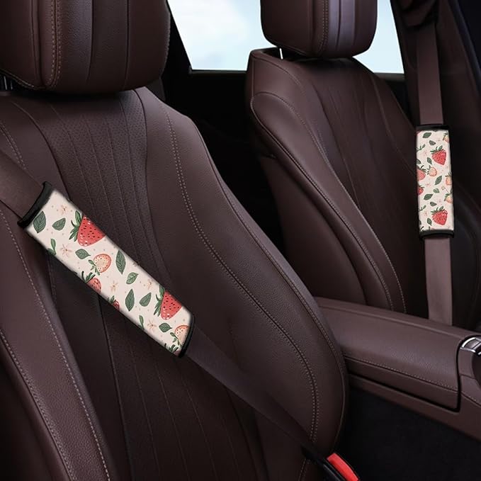 Car Seat Belt Strap Shoulder Pad,Car Seat Belt Cover Pad Universal Fit Suitable for Shoulder Bag,Laptop Computer Bags Pink Strawberry Pattern
