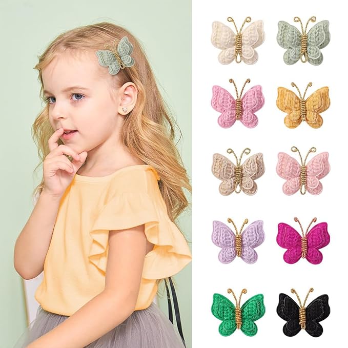 2 Pcs Butterfly Hair Bow Girl, Kid's Cute Hair Clips Barrettes Accessories for Infants Toddlers Baby Kids Fine Hair (Mint Green)