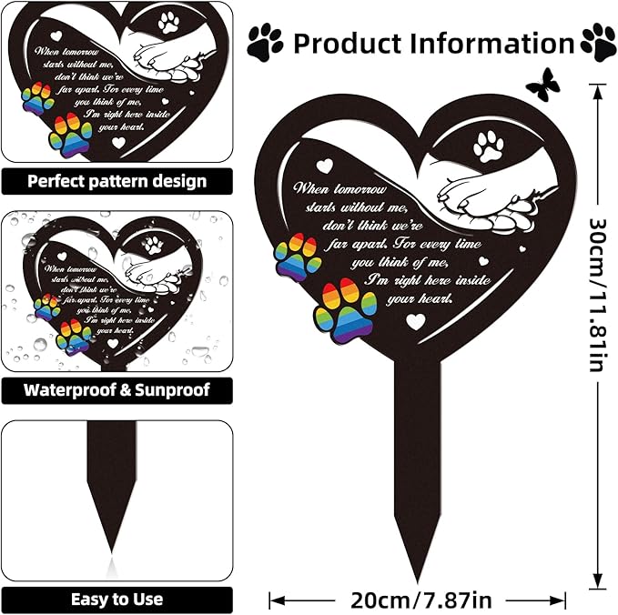 Grave Decorations for Cemetery Rainbow Bridge Dog Memorial Gifts Pet Grave Markers Dog Metal Garden Stake Headstones Decoration Graveyard Remembrance Graveside Sign for Outdoors
