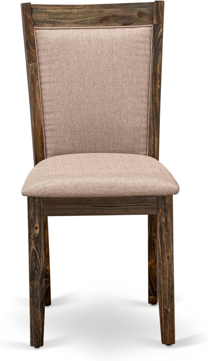 East West Furniture V727MZ716-6 6 Piece Dining Set Contains a Rectangle Dining Room Table with V-Legs and 4 Dark Khaki Linen Fabric Upholstered Chairs with a Bench, 40x72 Inch, Multi-Color
