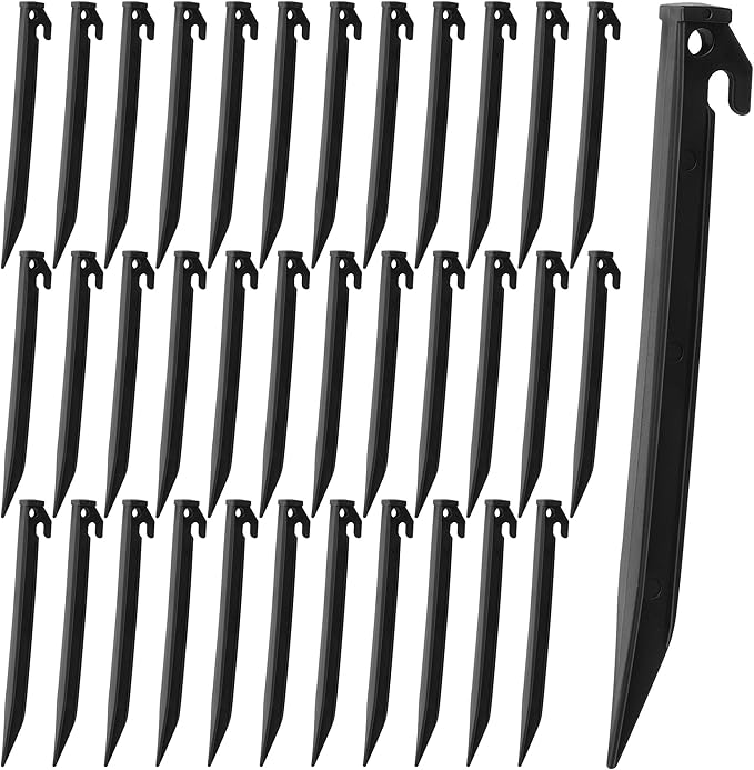 Aodaer 36 Pieces Plastic Inflatable Stakes 8.8 Inch Christmas Halloween Yard Stakes Heavy Duty Anchor Replacement Inflatable Accessories for Garden Outdoor Inflatable Decorations, Black