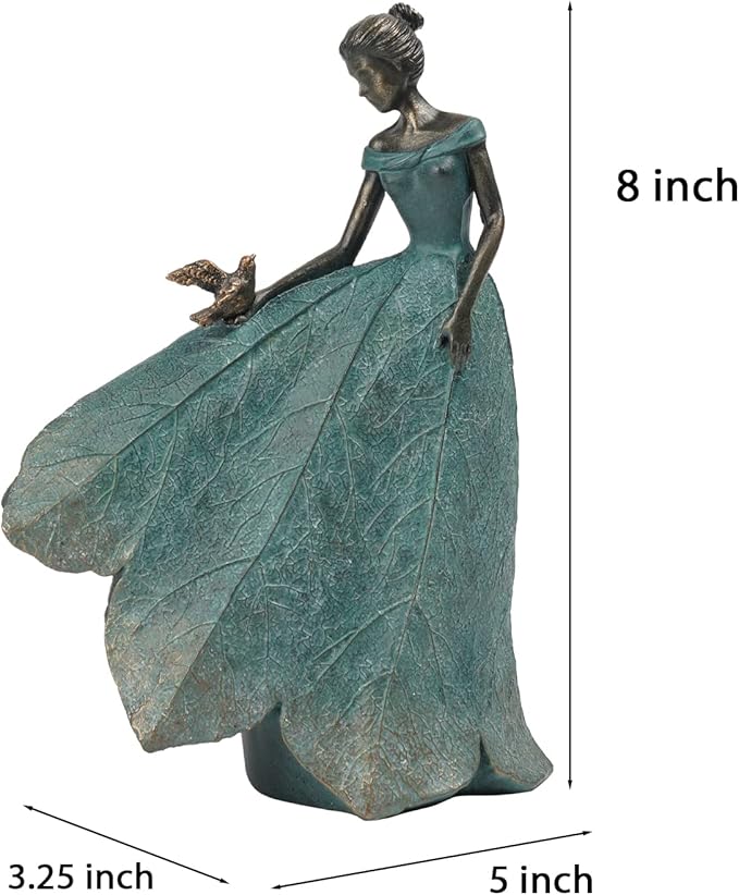 Guichifun Fairy Statue Collection Home Decoration - Leaf Angel Girls Resin Gardening Gifts for Women Statues for Garden Fairy Indoor or Outdoor Yard Figurines 5.5 x 3.25 x 8 Inch