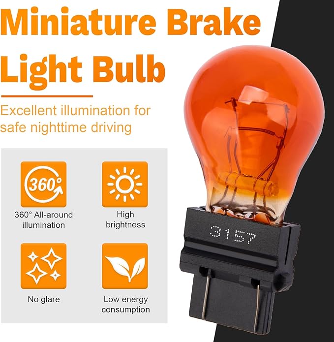 ecocstm 20 PCS 3157 Tail Light Bulb, Miniature 4157 Brake Light Bulb, Waterproof 3157 4157 Turn Signal Bulb, Automotive Side Marker Tail Light Replacement for Truck SUV Car (Amber)