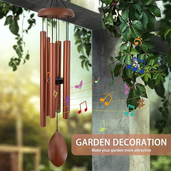 ASTARIN Wind Chimes for Outside Deep Tone,36 Inch Windchime Outdoors，Chimes for Outdoors,Sympathy Wind Chimes Memorial for Mom Dad，Red Copper