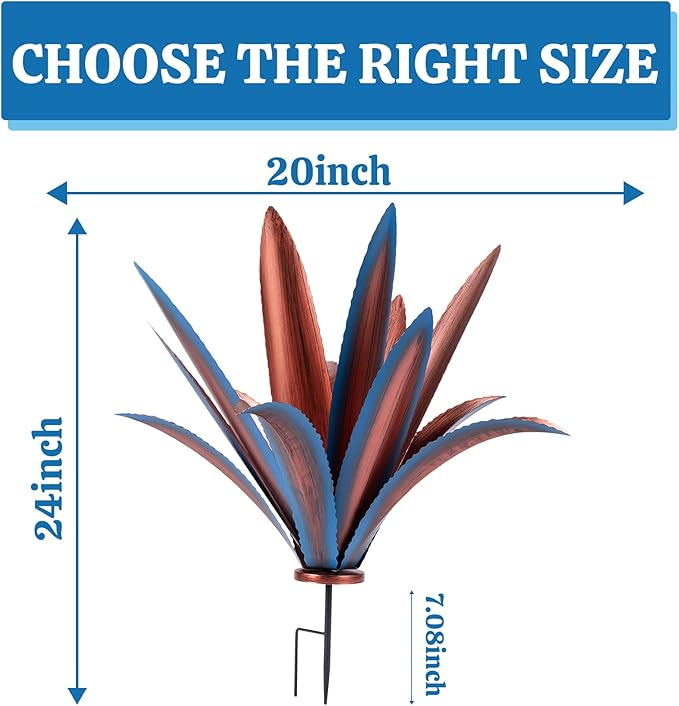 Large Tequila Rustic Sculpture, Rustic Metal Agave Plants for Outdoor Patio Yard Mexican Plant Garden， Agave