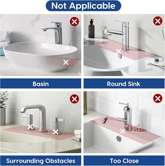 14.6 Inch Silicone Faucet Mat for Kitchen Sink Splash Guard