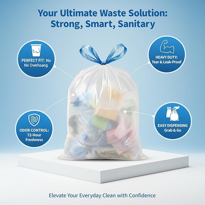 150 Count 2 Gallon Trash Bags Drawstring