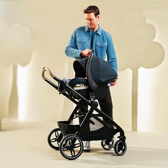 Maxi-Cosi Zelia Pro 5-in-1 Travel System with Mico Pro Infant Car Seat, Baby Stroller Combo, Reversible Seat, Large Wheels, Adjustable Handle, Newborn to Toddler, Lightweight, Sea Salt