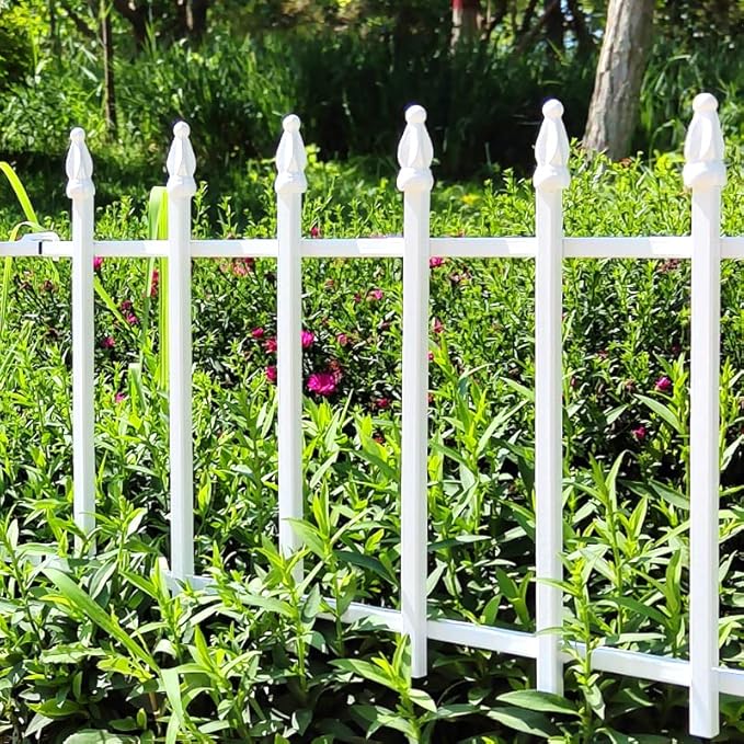 Metal Decorative Garden Fence 22" Wide x 18" High (5 Panels, Total Length 9.17 feet), Metal Border Folding Fence, Landscape Fencing for Flower Bed, Yard, Animal Barrier