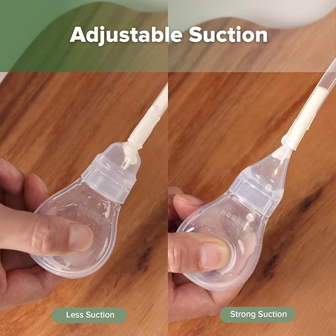 Haakaa Silicone Baby Nasal Aspirator | Nose Bulb Syringe | Easy-Squeezy Baby Nose Cleaner, 0m+ Newborn Infant &Toddler - BPA Free Silicone-2 Tips