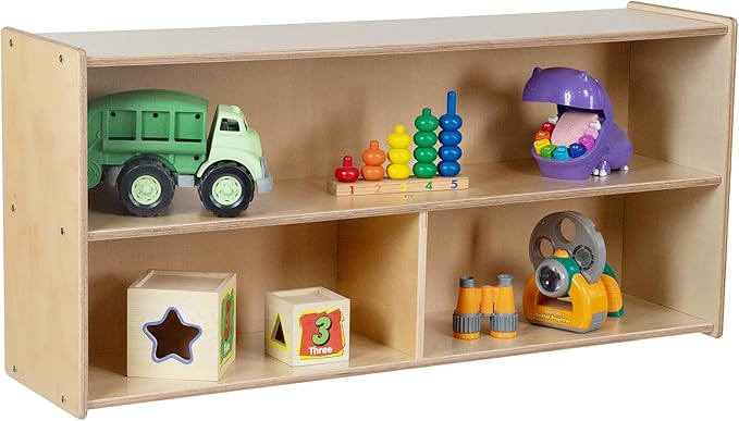 2-Shelf Kids Bookshelf & Toy Storage Organizer | 3-Section Montessori Shelves for Home & Classroom Organization & Storage