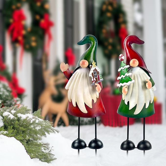 HONGLAND Outdoor Christmas Decorations Gnomes Decorative Garden Stakes, Unique Thanksgiving Gifts for Outside Garden Decor Yard Lawn Porch Party-18 Inch