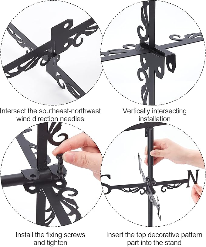 SUPERDANT Rooster Weather Vane Spotted Chicken Wind Vanes for Yard Animals Metal Weathervane Roof Mount for Gardens Outside Black Weathervanes Farmhouse Farm Barn Sheds Patio Decorations