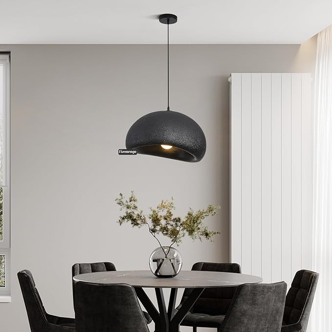 19.7in Wabi Sabi Pendant Light, Kitchen Island Lighting Fixture Ceiling Mount Japanese Lamp Japandi Chandelier for Dining Living Room Hallway Bedroom Restaurant Hanging Lamp, Black 1 Pack