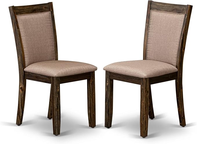 East West Furniture V727MZ716-5 5 Piece Dining Table Set for 4 Includes a Rectangle Kitchen Table with V-Legs and 4 Dark Khaki Linen Fabric Parson Dining Chairs, 40x72 Inch, Multi-Color