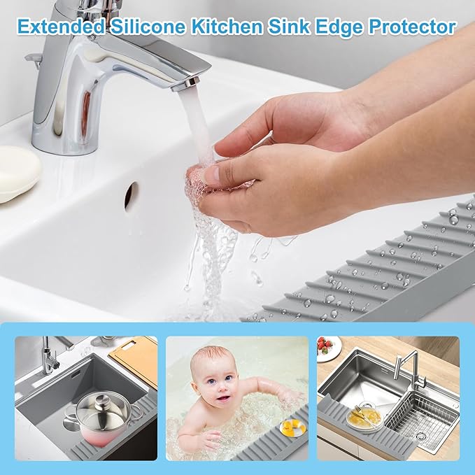 Silicone Sink Edge Protectors 4" x 24", Upgrade Kitchen Sink Splash Guards