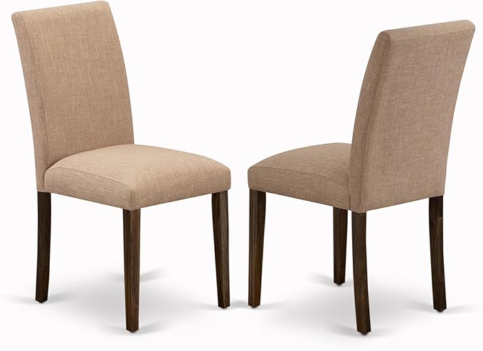 East West Furniture X727AB747-5 5 Piece Dining Set Includes a Rectangle Dining Room Table with X-Legs and 4 Light Sable Linen Fabric Upholstered Parson Chairs, 40x72 Inch, Multi-Color