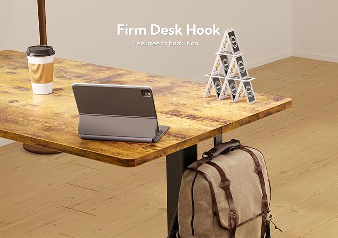 YDN Standing Desk with Keyboard Tray, 55 Inch Height Adjustable Desk, Brown Stand Up Desks for Home and Office, 55inch Rustic Brown
