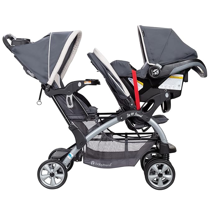 Baby Trend Infant and Toddler Double Stroller & Car Seat Combo, 2 Pc Set, Magnolia - Portable and Lightweight Stroller Duo and Car Seat Travel System Tandem