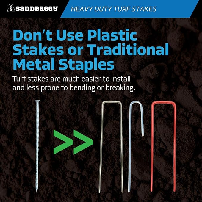 Sandbaggy 8" Heavy Duty Galvanized Artificial Turf Stakes - Spiral Landscape Nails - Ground Spikes/Pins - Synthetic Grass, Lawn, Edging, Weed Barrier Fabric, Garden (8 inch - Heavy Duty, 100, Count)