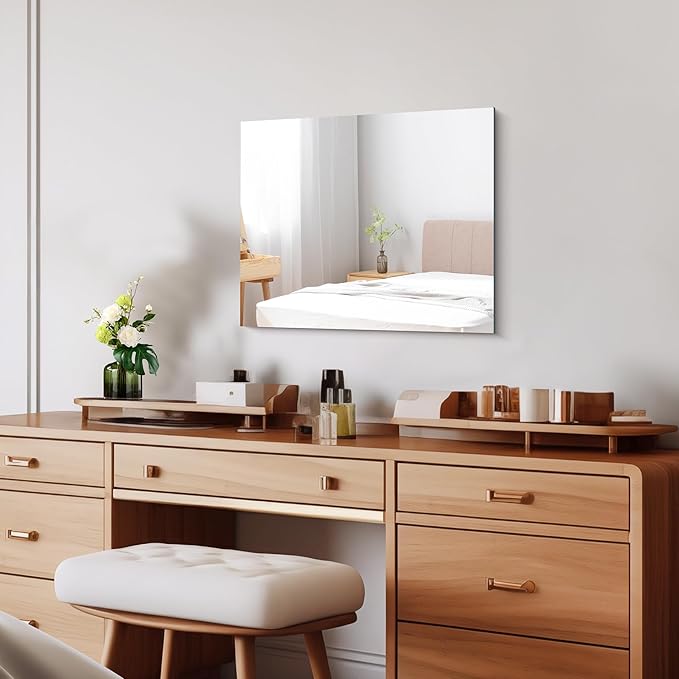 Frameless Mirror, 16x20 Inch Bathroom Mirrors for Wall, Rectangle Bathroom Vanity Mirrors with Polished Edge, Hangs Horizontally or Vertically for Bathroom, Bedroom and Living Room