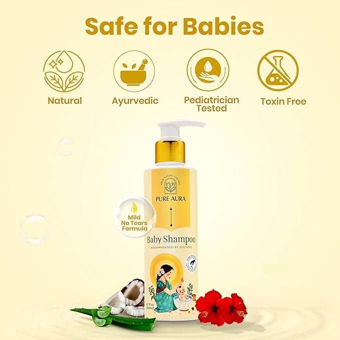 Baby's 3-in-1 Protection Kit, Ayurvedic SPF 30 Sunscreen, Tear-Free Wash and Shampoo, Natural Care for Delicate Skin