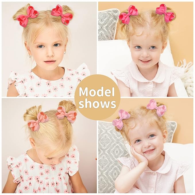40PCS 3Inch Hair Bows for Girls Grosgrain Ribbon Toddler Hair Accessories with Alligator Clips for Toddlers Baby Girls Kids Teens in Pairs