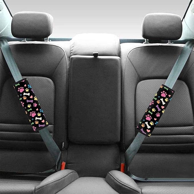 Dog Paw Prints Soft Car Seat Shoulder Strap Pads Seatbelt Strap Cover Carseat Straps Covers Seat Belt Cover Pad for Kids 4 Pack Seatbelt Covers Compatible with Most Car