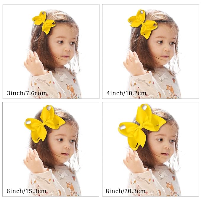 Oaoleer Hair Bows Clips Grosgrain Ribbon Bows Hair Alligator Clips Hair Barrettes Hair Accessories for Girls Toddler Infants Kids Teens Children (8inch)