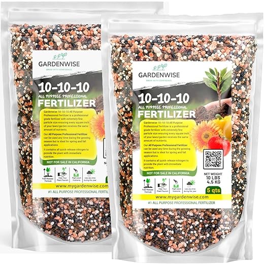 10-10-10 All-Purpose Professional Fertilizer Plant Food for Indoor/Outdoor Gardening; Premium Shrub, Tree, Flower, Vegetable and Lawn Fertilizer; Quick-Release Nitrogen (20 QUARTS)