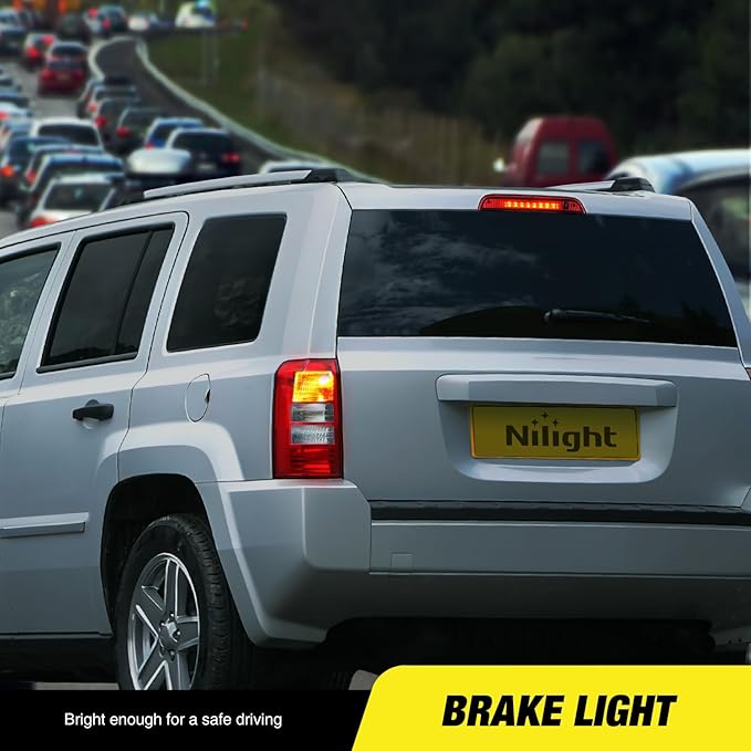 Nilight Third Brake Light Tail High Mount 3rd Stop Lights Red Lens Compatible with Jeep Patriot 2007 2008 2009 2010 2011 2012 2013 2014 2015 2016 2017 Van SUV Rear Center Cab Lamp