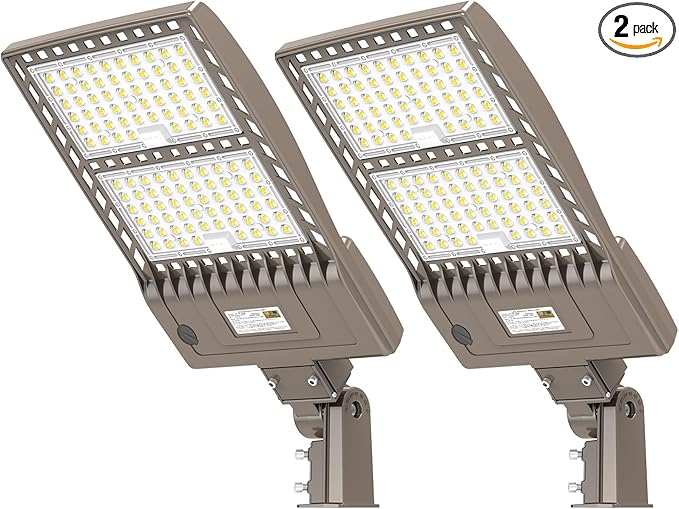 2 Pack 480V 400W LED Parking Lot Lights 60000LM UL Listed Flood Lights with Dusk to Dawn Photocell IP65 Waterproof 5000K Industrial Grade Outdoor Street Pole Light Slip Fitter