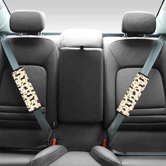 AFPANQZ Universal Safety Seat Belt Cover Cushion Fit Truck Vans Sedans SUVs Cute Dachshund Seat Belt Pad Cushion Comfortable Shoulder Protectors Pad