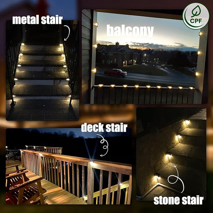 SOLPEX Solar Deck Lights Outdoor 16 Pack, Solar Step Lights Waterproof Led Solar lights for Outdoor Stairs, Step , Fence, Yard, Patio, and Pathway(Warm White)