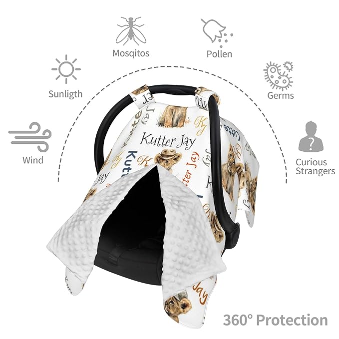 Personalized Winter Carseat Cover for Baby Custom Name Car Seat Canopy for Newborn Baby Boys Girls 2 in 1 Mom Nursing Breastfeeding Covers Lion Minky Baby Carrier Stroller Covers