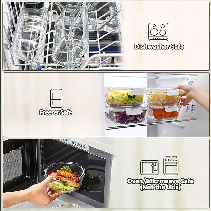 M MCIRCO 10-Pack 22 Oz Glass Meal Prep Containers