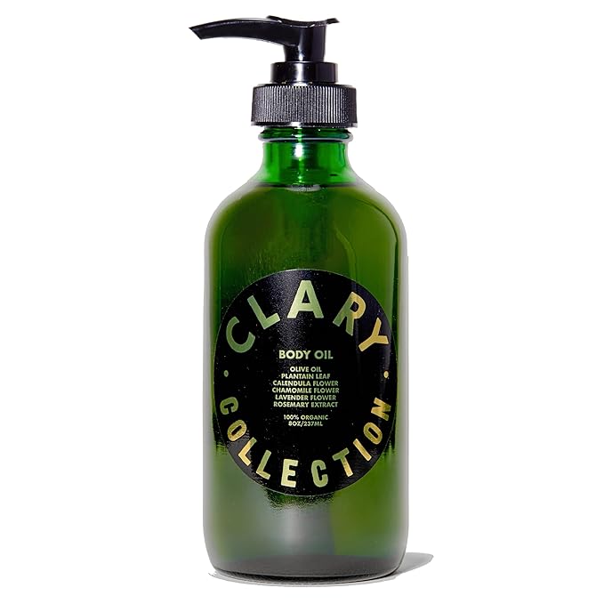 CLARY COLLECTION Body Oil Light Olive Moisturizing Formula for Men, Women & Children, Certified Non-Toxic, Natural, Plant-Based Formula, All Ages & Skin Types - 8 Fl Oz