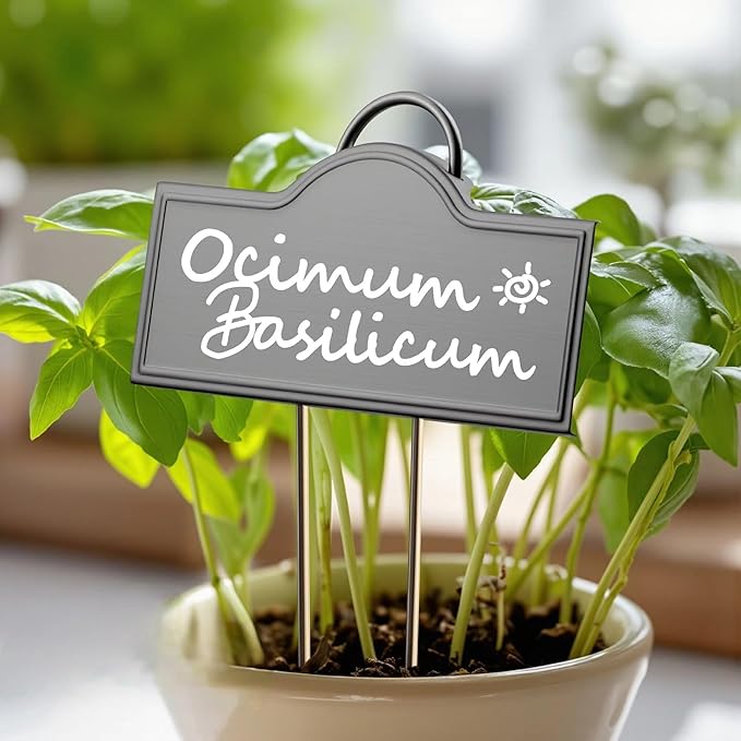 Stainless Steel 304 Plant Labels Weatherproof, Metal Garden Label Tall Markers 25 Pack for Outdoor Plants Vegetables Herb Seedlings Flowers with a Pen, Label Area 3.74'' x 1.39'' Height 10.75 Inch