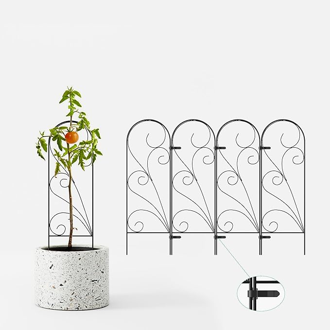 Zhongma 4 Pack 24" Metal Plant Trellis for Potted Plants Climbing,Indoor and Outdoor Fence Plant Support Trellis for Flower and Vagetable