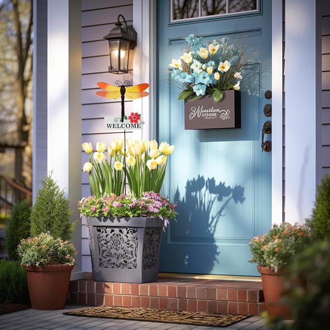 Veclotch Metal Butterfly Garden Stake,Rustic Butterfly Decorative Yard Stakes Metal Yard Art Ornaments Welcome Sign Outdoor Spring Garden Decor Patio Lawn Porch Pathway Decor (Dragonfly)