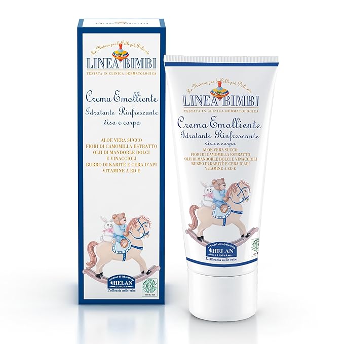 Helan Linea Bimbi- Soothing Baby Lotion for Face & Body with Vitamin E, Aloe Vera & Beeswax, Moisturizing & Refreshing Baby Cream for Delicate Skin, Baby Essentials for Newborn, Made in Italy 100fl oz