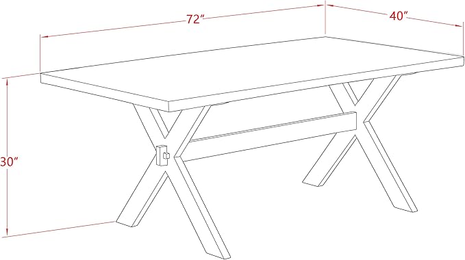 East West Furniture X677FL624-7 7 Piece Modern Dining Table Set Consist of a Rectangle Wooden Table with X-Legs and 6 Black Linen Fabric Parson Dining Chairs, 40x72 Inch, Multi-Color