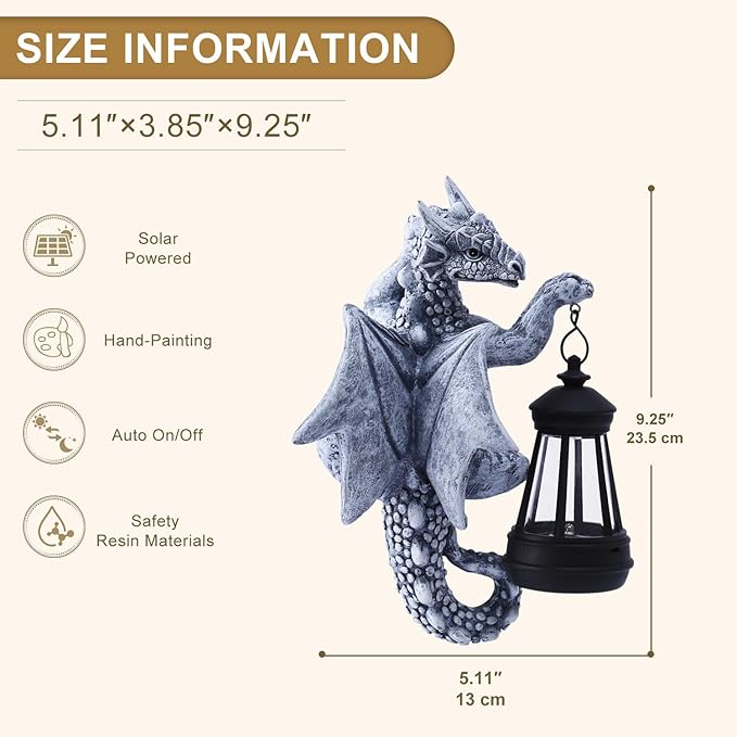 Dragon Tree Hugger Garden Decor - 9.3 Inch Garden Statues Lawn Ornaments for Outside Balcony Yard Whimsical Art Outdoor,Medieval Fantasy Halloween Decor